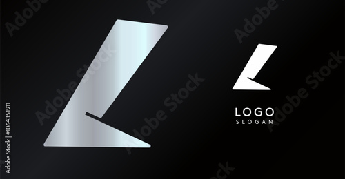 Geometric triangular L letter, abstract dynamic logo, modern holographic gradient monogram for gaming, technology, urban art, innovation, streetwear brand, sci-fi cybersport. Vector illustration