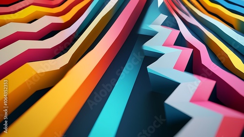 Abstract background with colorful zigzag lines.