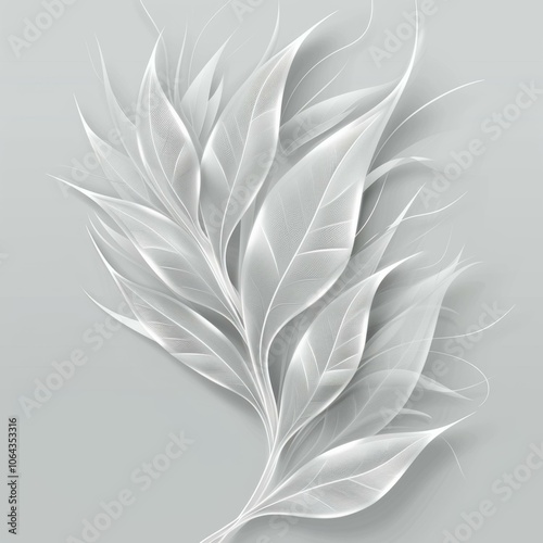 White leaves on a gray background. AI.