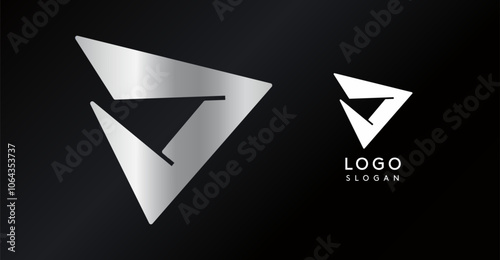 Geometric triangular D letter, abstract dynamic logo, modern holographic gradient monogram for gaming, technology, urban art, innovation, streetwear brand, sci-fi cybersport. Vector illustration