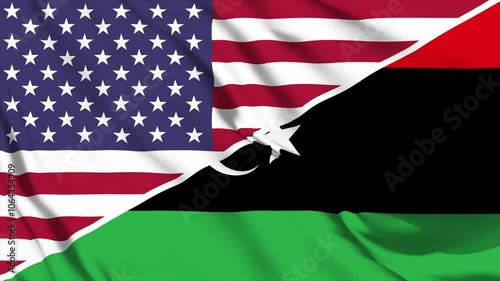 United waving flag animation of the United States and Libya