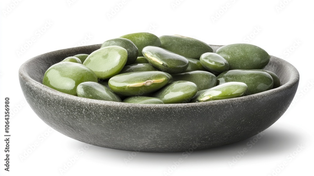Green Beans in Round Bowl on White Background Green Beans in Round Bowl on White Background
