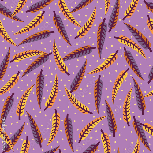 pattern of orange and yellow leafs on a purple background, autumn wallpaper photo