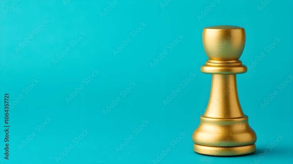 Gold Chess Pawn Blue Background Gold Chess Pawn Blue Background
