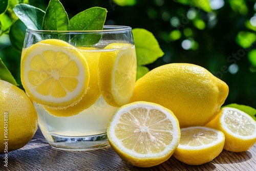 Person drinking a glass of lemon water with fresh slices, capturing the refreshing detoxifying benefits photo