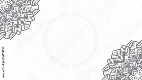 Round mandala on dreamy peach fuzz gradient background. Translucent mesh pattern in the form of a mandala. Mandala with floral patterns.Gradient background with round mandala.Vishal 