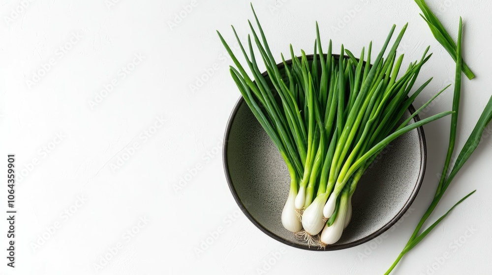Fresh Green Onions on White Background Fresh Green Onions on White Background