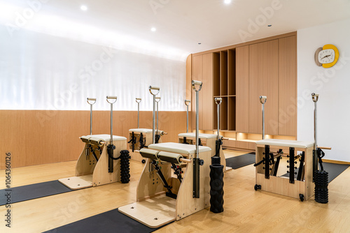 Luxurious and fully equipped yoga gym, Pilates studio