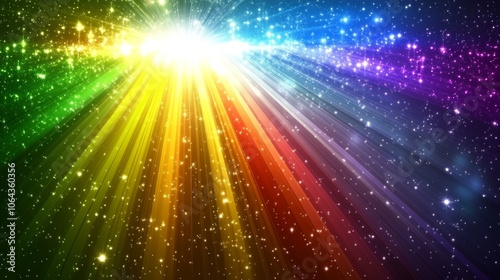 Colorful Light Rays and Stars Abstract Background