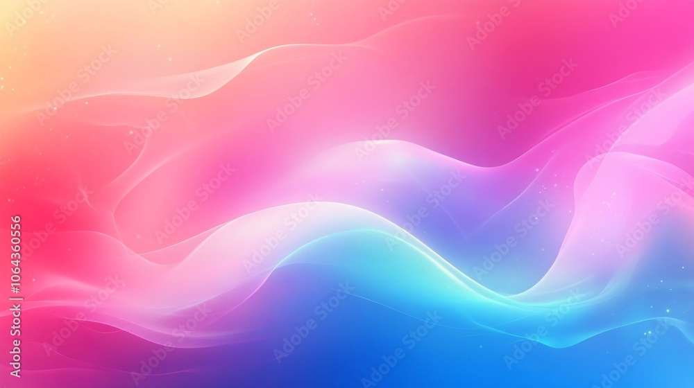 Obraz premium Abstract Colorful Gradient Background with Wavy Lines and Glowing Particles