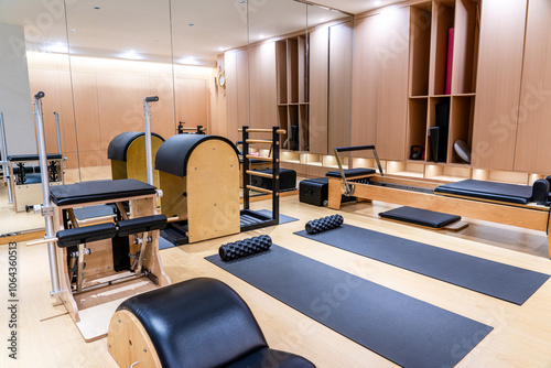 Luxurious and fully equipped yoga gym, Pilates studio