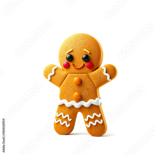 adorable gingerbread cookie character isolated on white background