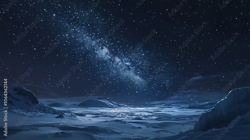 Milky Way over Frozen Landscape