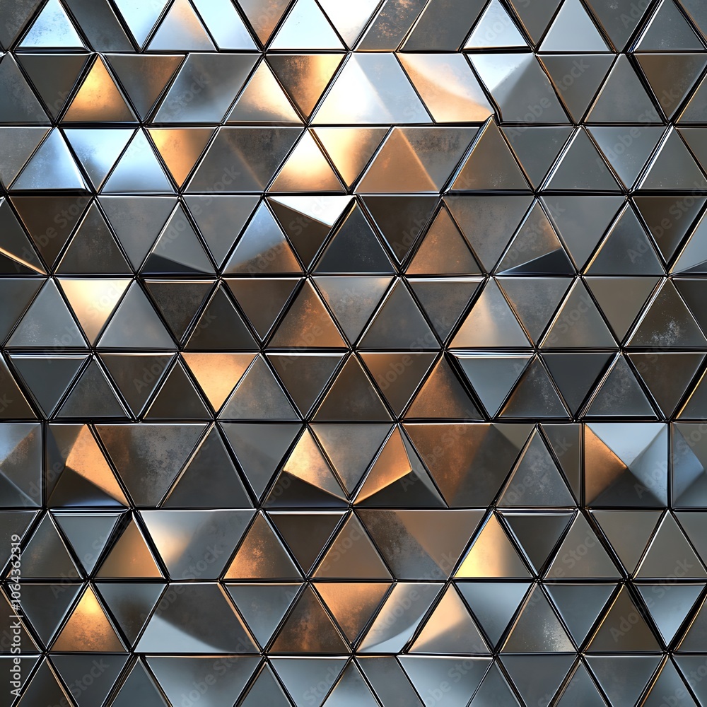 Abstract metallic background of triangular shapes with a subtle glow. Abstract metallic background of triangular shapes with a subtle glow.