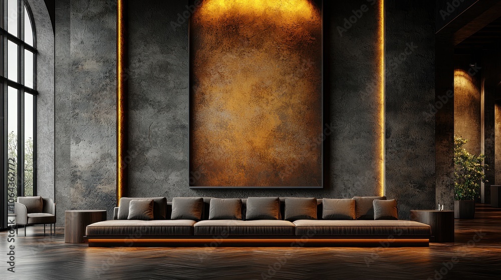 Modern Interior Design with a Gray Sofa and Wooden End Tables