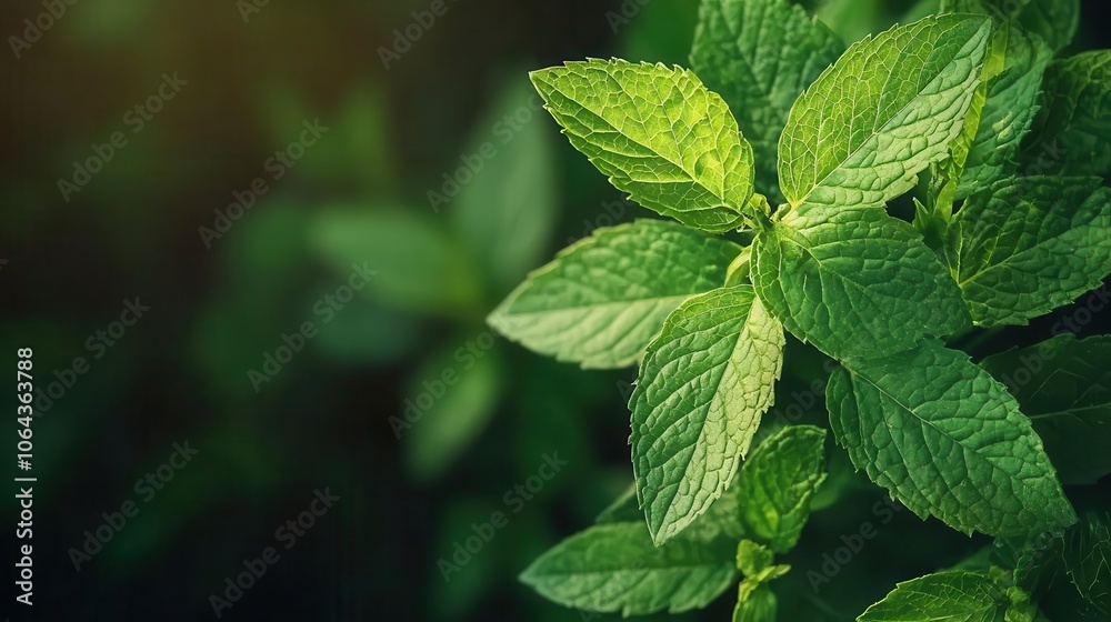 Macro of wild mint leaves, crisp details, fresh green tones, natural forest aroma Macro of wild mint leaves, crisp details, fresh green tones, natural forest aroma
