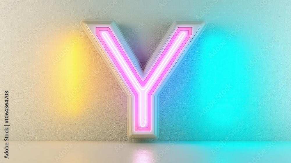3D Neon Letter Y Pink and Blue Glowing Sign Isolated on White Background 3D Neon Letter Y Pink and Blue Glowing Sign Isolated on White Background