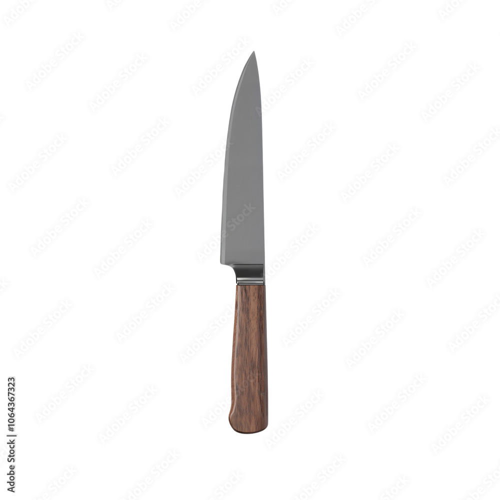Sleek kitchen knife with wooden handle and stainless steel blade Sleek kitchen knife with wooden handle and stainless steel blade