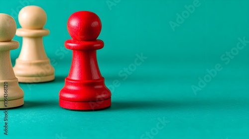 Red Chess Piece Leadership Concept