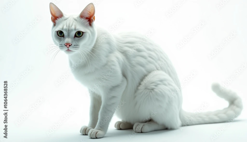 cat on a white cat on a white