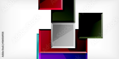 Glass toy style square shapes abstract design. Vector Illustration For Wallpaper, Banner, Background, Card, Book Illustration, landing page