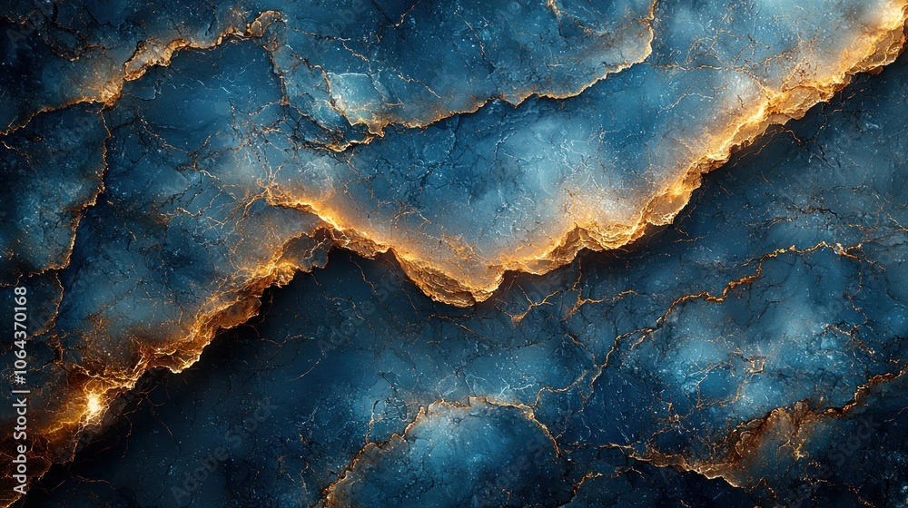 Abstract Blue and Gold Marble Texture with Veins Abstract Blue and Gold Marble Texture with Veins