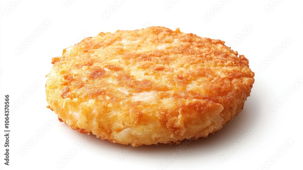 Golden Brown Hash Brown on White Background Golden Brown Hash Brown on White Background