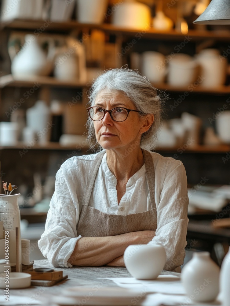 Woman Potter in Studio Woman Potter in Studio