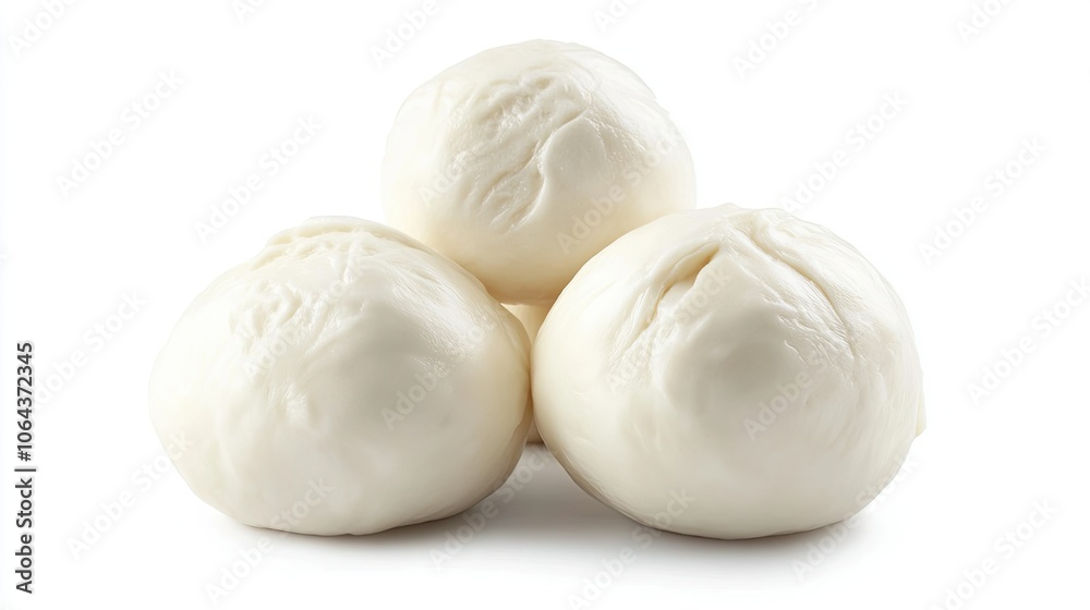 Fresh Mozzarella Cheese Balls on White Background Fresh Mozzarella Cheese Balls on White Background