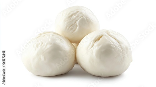 Fresh Mozzarella Cheese Balls on White Background