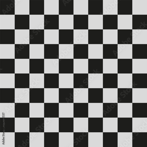 Checkerboard pattern. Black and white grid. Classic chessboard vector. Repetitive square texture.