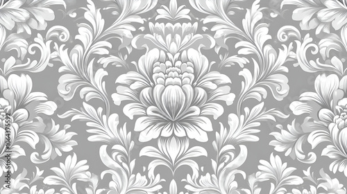 Seamless 3D white paper . Elegant luxury texture for wallpapers, backgrounds ,  Seamless abstract classic background with flowers ,White flower pattern