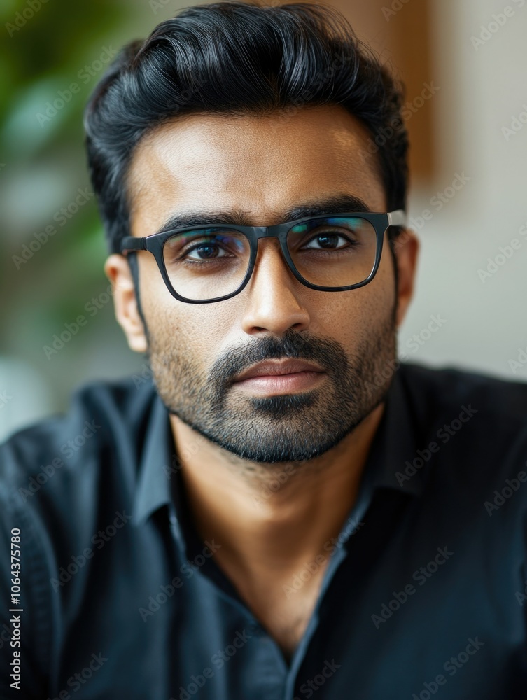 Elegant Indian Man in Glasses with Short Beard Elegant Indian Man in Glasses with Short Beard