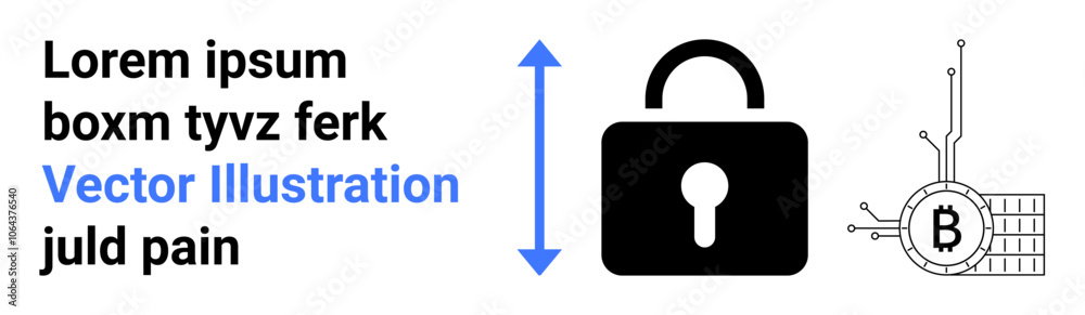 Padlock with upward and downward arrows nearby, bitcoin symbol connected to circuitry. Ideal for cybersecurity, finance, blockchain, digital currency, data protection, online trading, tech blogs Padlock with upward and downward arrows nearby, bitcoin symbol connected to circuitry. Ideal for cybersecurity, finance, blockchain, digital currency, data protection, online trading, tech blogs