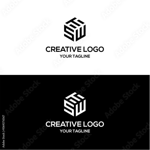 vektor desain logo STW huruf kreatif