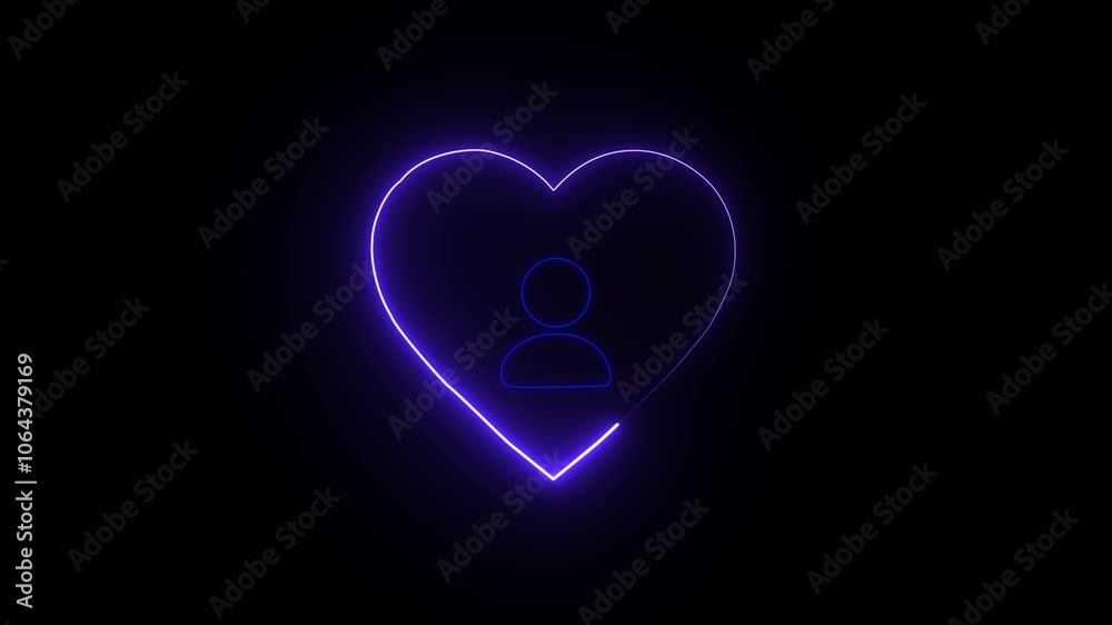 abstract a neon color love and man icon isolated on black background motion graphics. abstract a neon color love and man icon isolated on black background motion graphics.