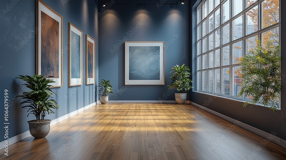 Minimalist Room with Large Window, Artwork, and Plants Minimalist Room with Large Window, Artwork, and Plants