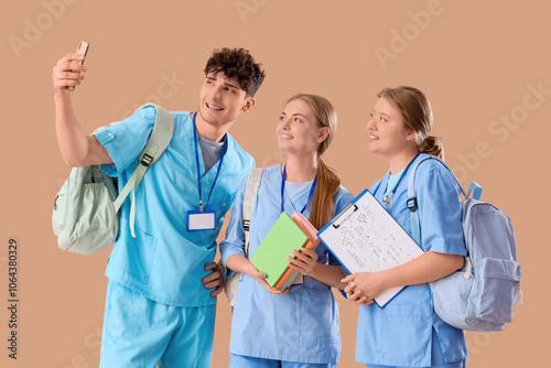 Medical students with backp...