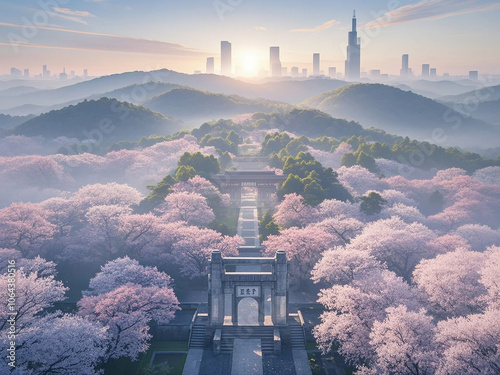 Spring cherry blossoms bloom in Nanjing, Jiangsu province, China photo