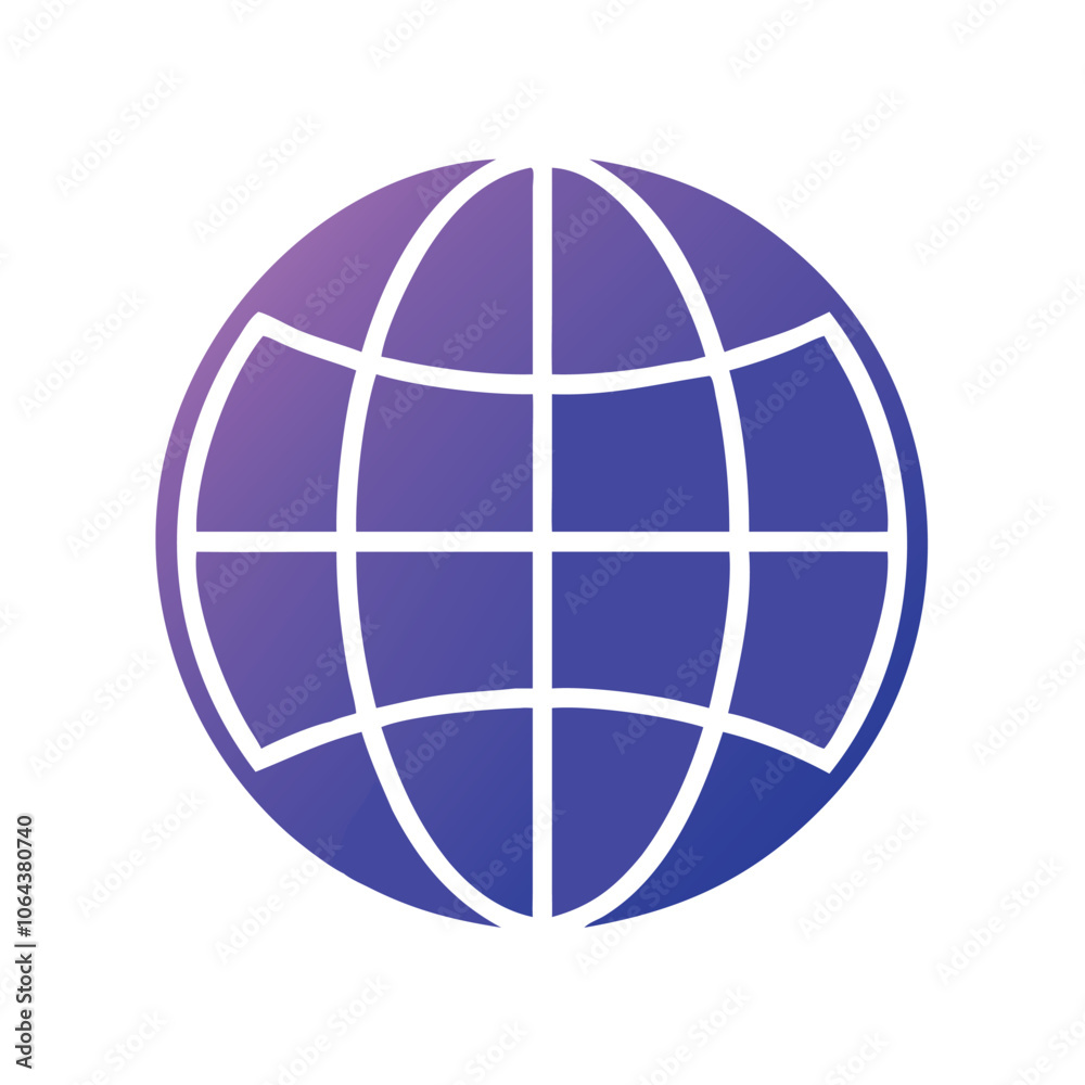 Minimalistic globe icon with grid lines, representing global connection, communication, and the internet in a simplified design. Minimalistic globe icon with grid lines, representing global connection, communication, and the internet in a simplified design.