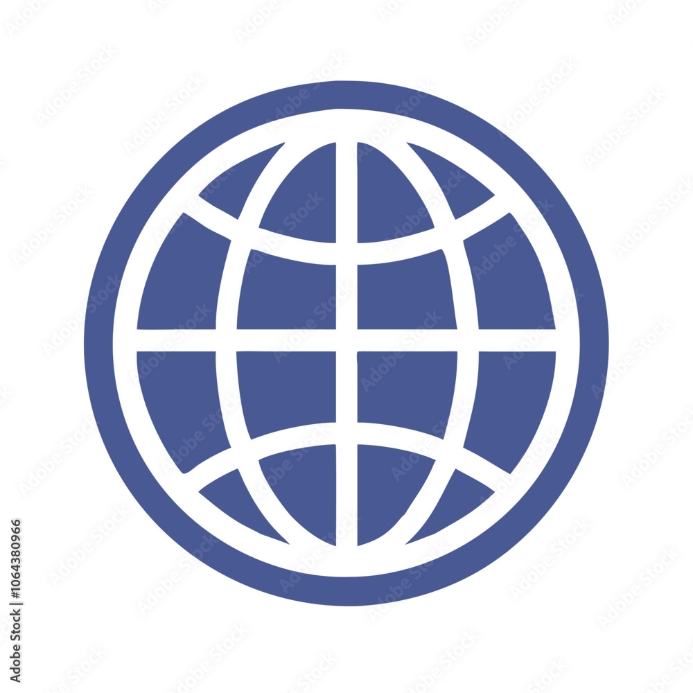Minimalistic globe icon with grid lines, representing global connection, communication, and the internet in a simplified design. Minimalistic globe icon with grid lines, representing global connection, communication, and the internet in a simplified design.