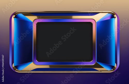 Abstract 3D Golden Frame with a Modern Design