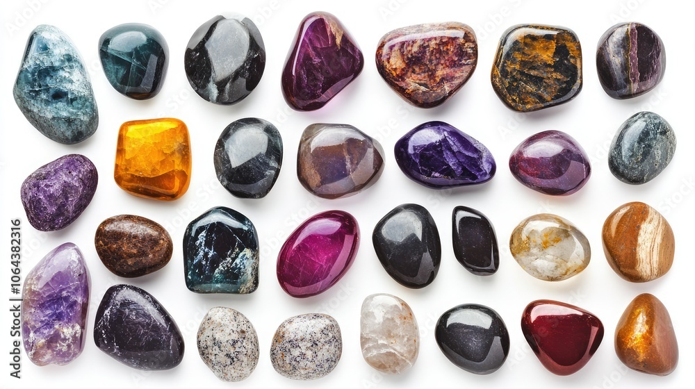 Colorful Collection of Polished Gemstones and Crystals Colorful Collection of Polished Gemstones and Crystals