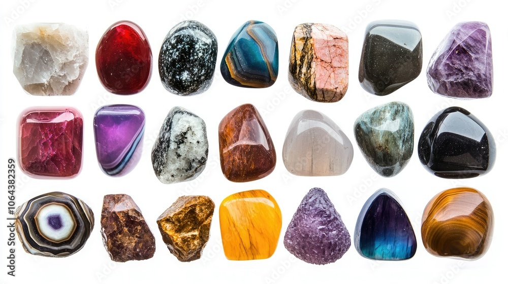 Vibrant Collection of Polished Gemstones and Crystals Vibrant Collection of Polished Gemstones and Crystals