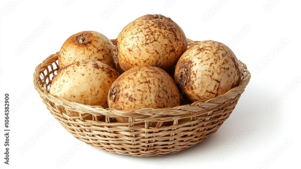 Fresh Produce in a Basket of Spotted Fruits Fresh Produce in a Basket of Spotted Fruits