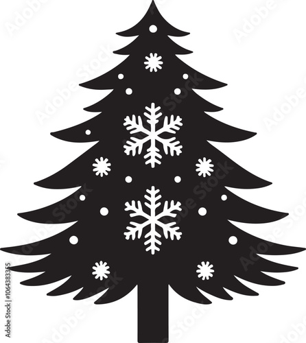 Christmas Tree Icon on White Background - Vector Art.