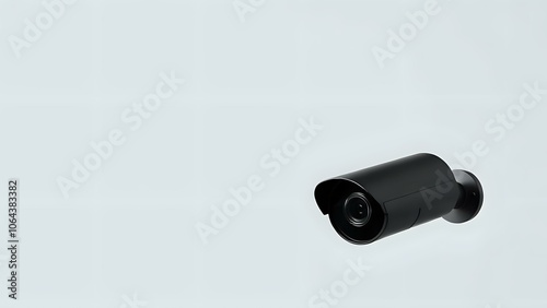 Modern Black CCTV Camera with Red Indicator