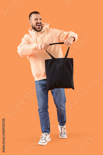 Happy young man with textil...