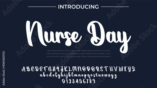 Nurse Day Font Stylish brush painted an uppercase vector letters, alphabet, typeface