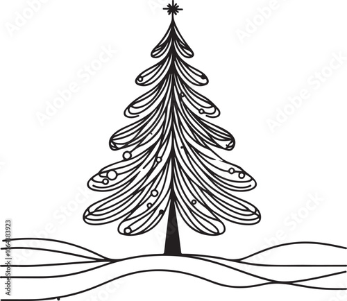 Christmas Tree Icon Isolated on White Background - Vector.